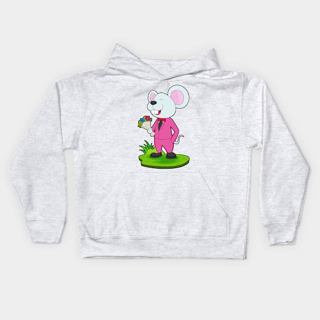 Mouse Groom Flower Wedding Kids Hoodie by Markus Schnabel